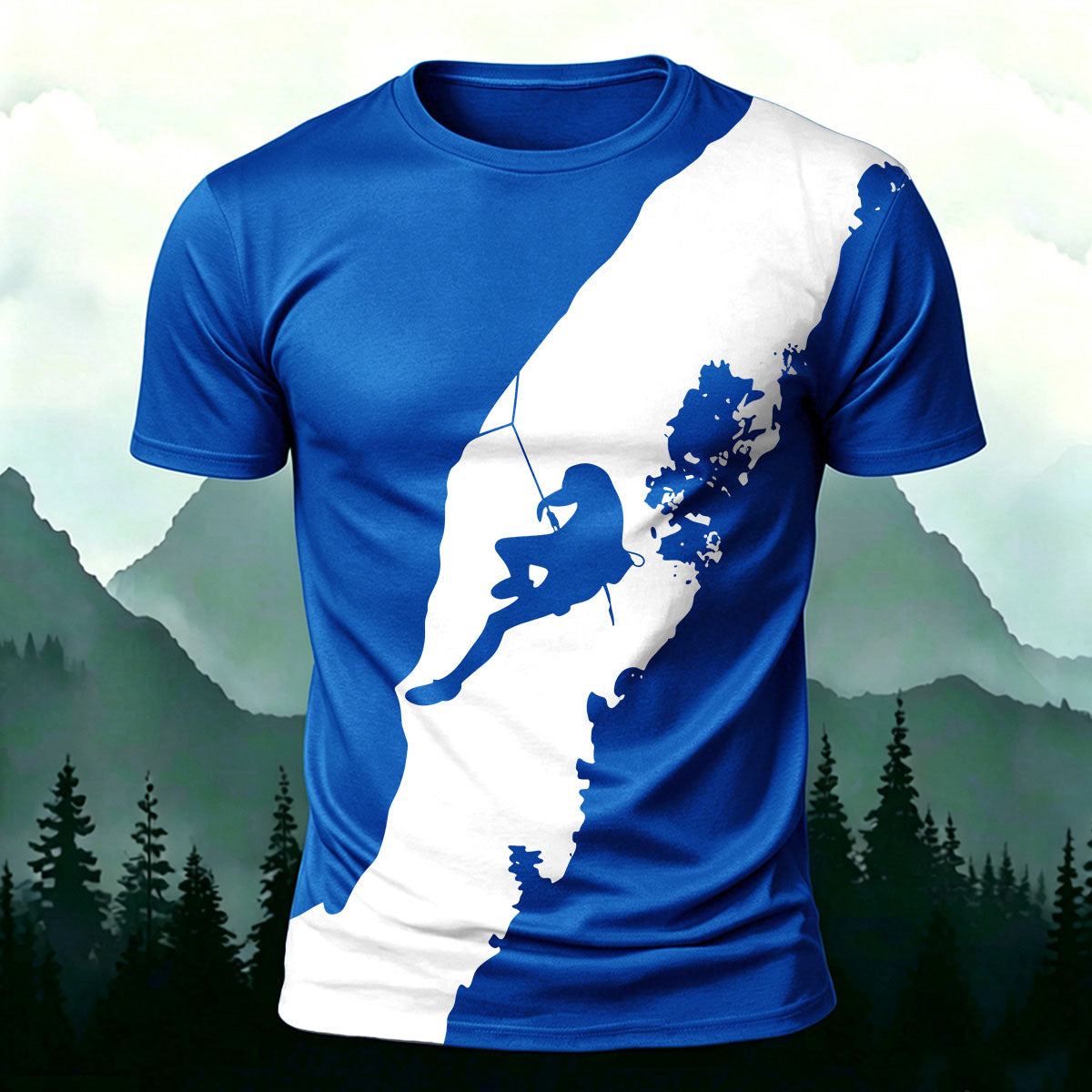 Climbing Enthusiast Print Natural Casual T-Shirt