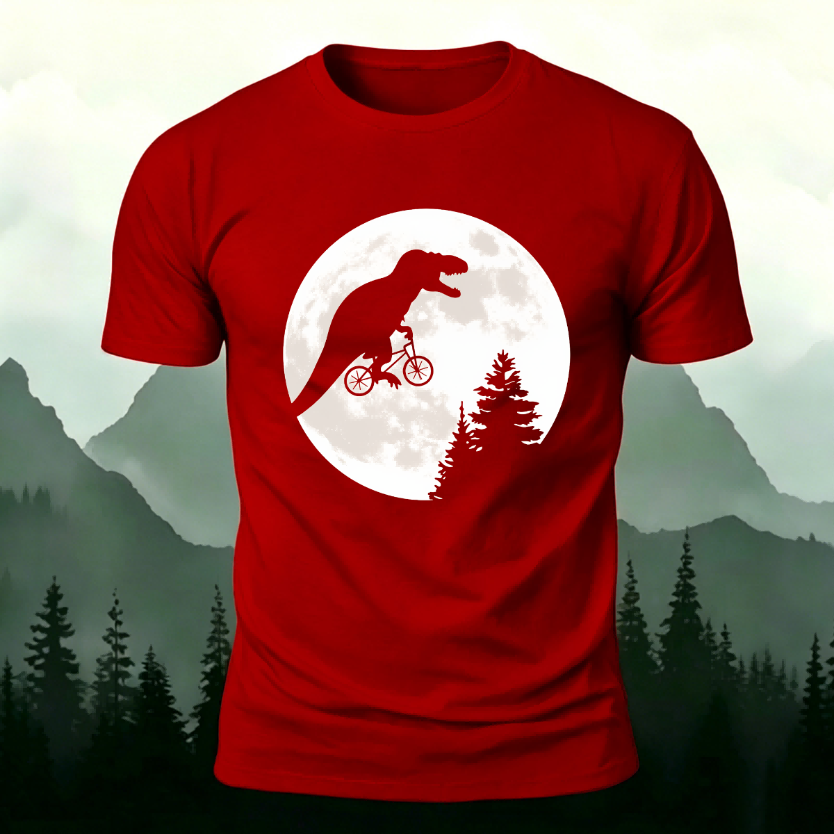 Fun Dinosaur Pattern Print Skin-friendly Cotton T-shirt Red