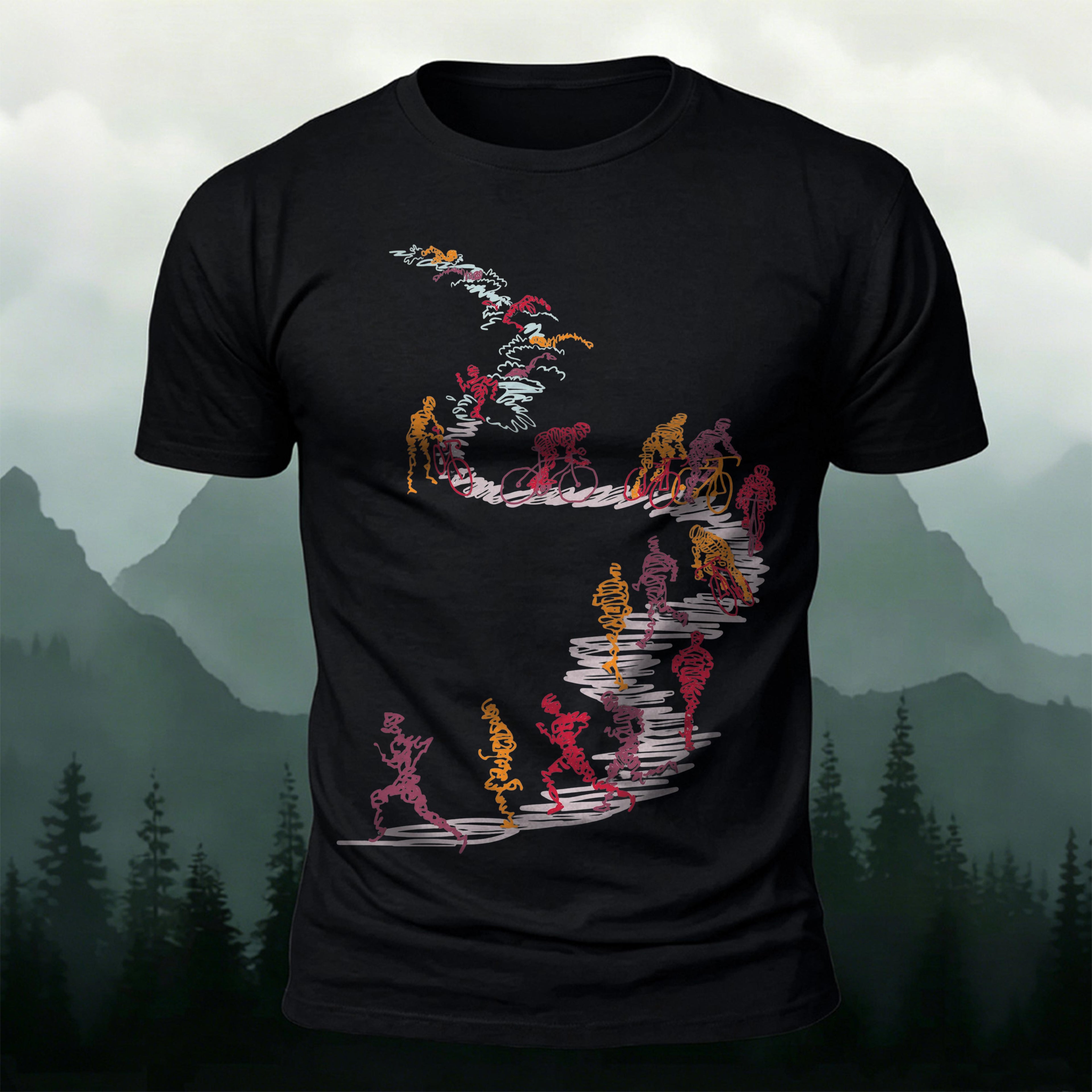 Abstract Cycling Print Fun Premium Cotton T-Shirt