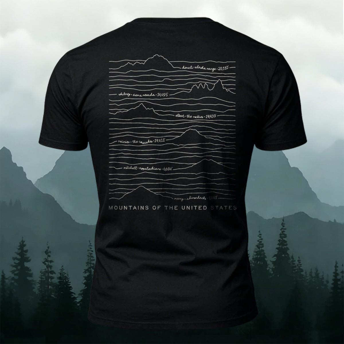 Mountain Print on the Back Relaxed-Fit Cotton T-Shirt