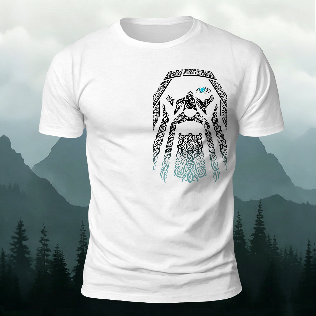 Norse Mythology Art Totem Premium Cotton T-Shirt White