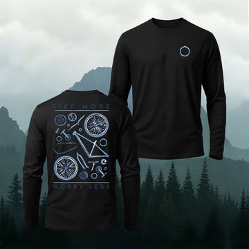 Bicycle Parts Print Casual Long-Sleeve Cotton Tee