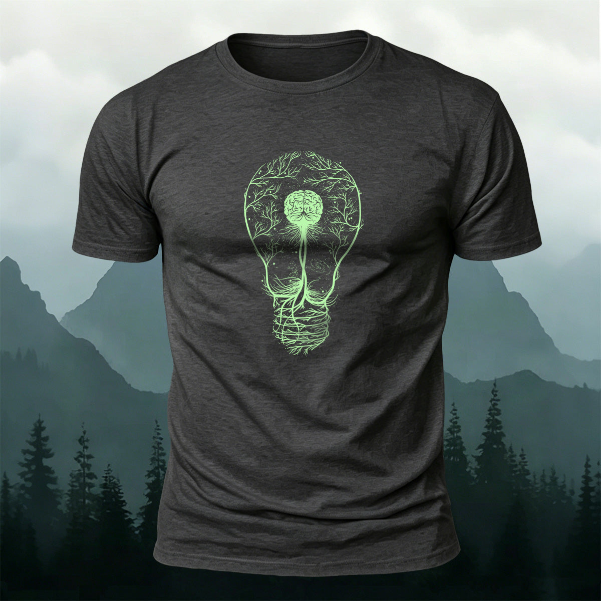 Light Bulb Brain Illustration Design 100% Cotton T-Shirt