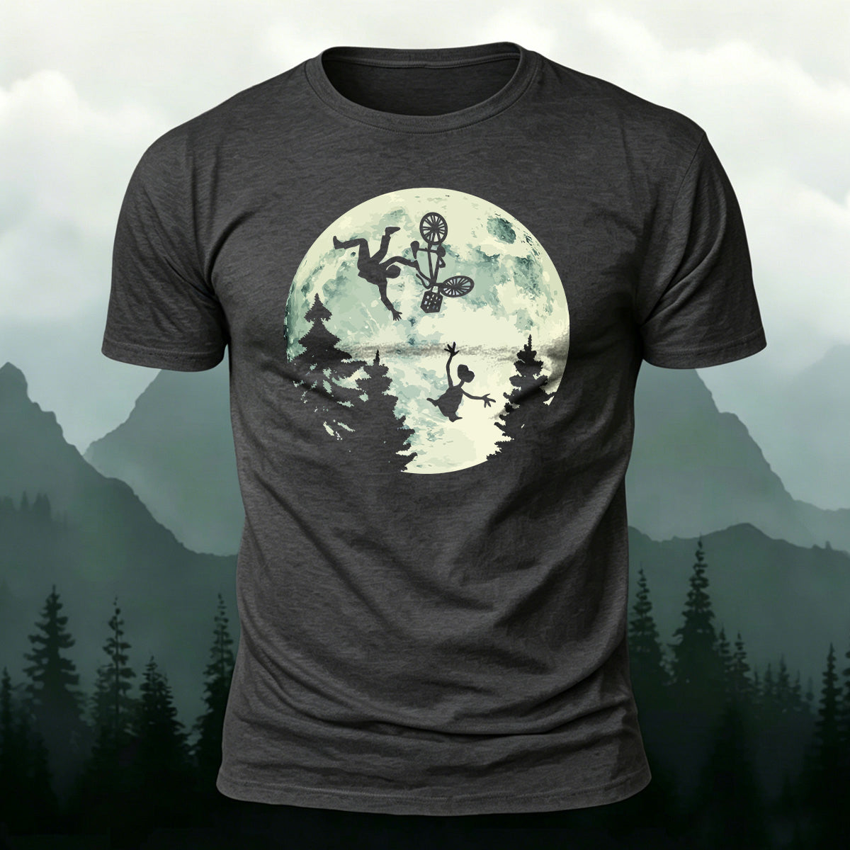 Ride the Moon Casual Cotton T-Shirt Dark Grey