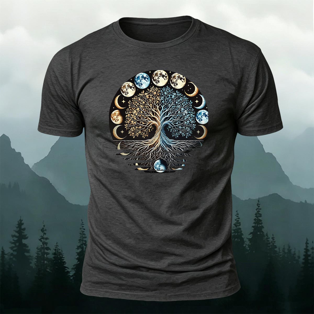 Tech Moon Fashion Print Casual Cotton T-Shirt