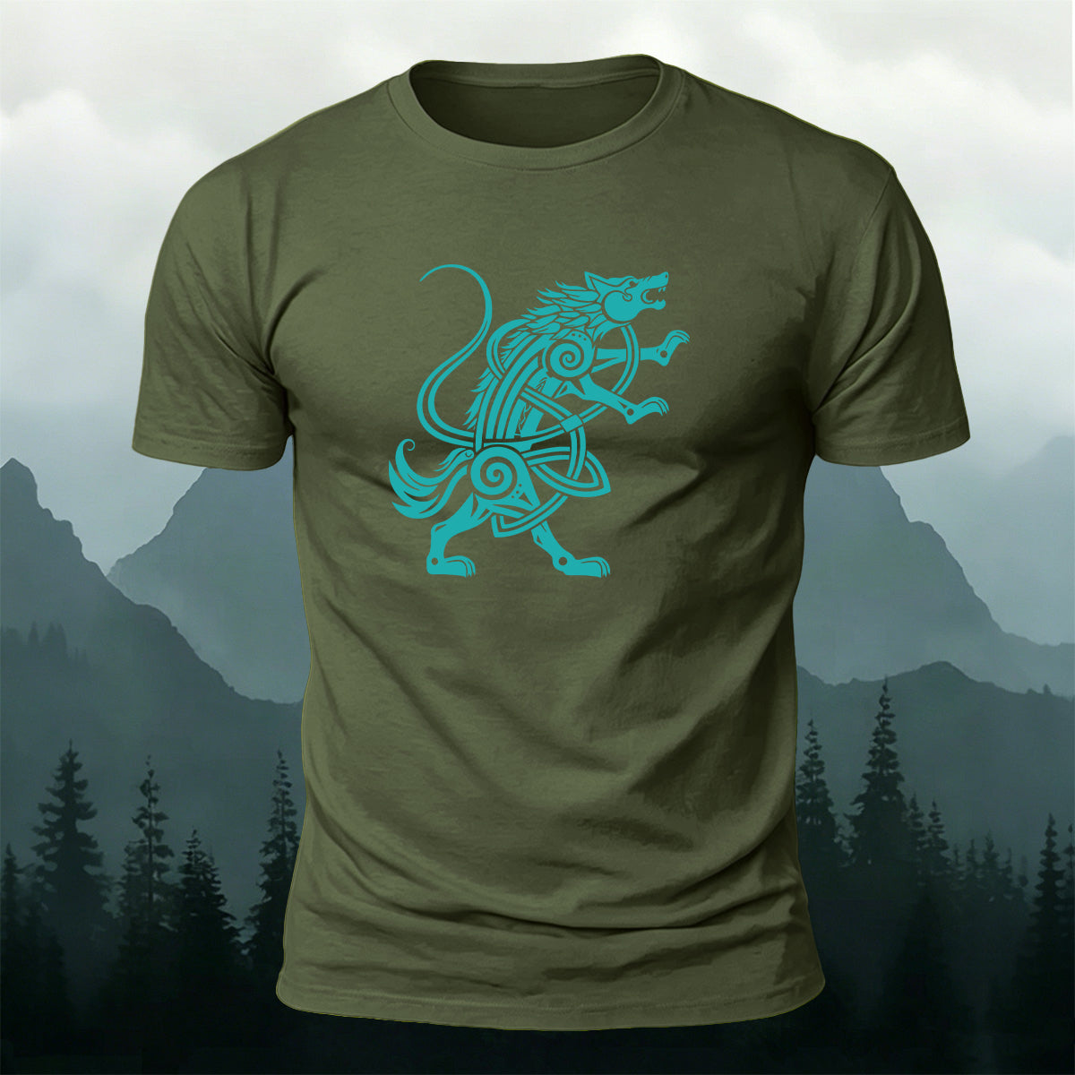 Mythical Wolf Totem Print Cotton Versatile T-Shirt