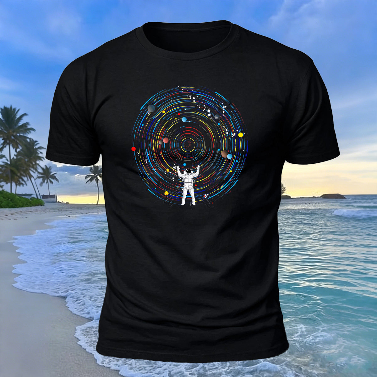 Space Astronaut Print Casual Premium Cotton T-Shirt