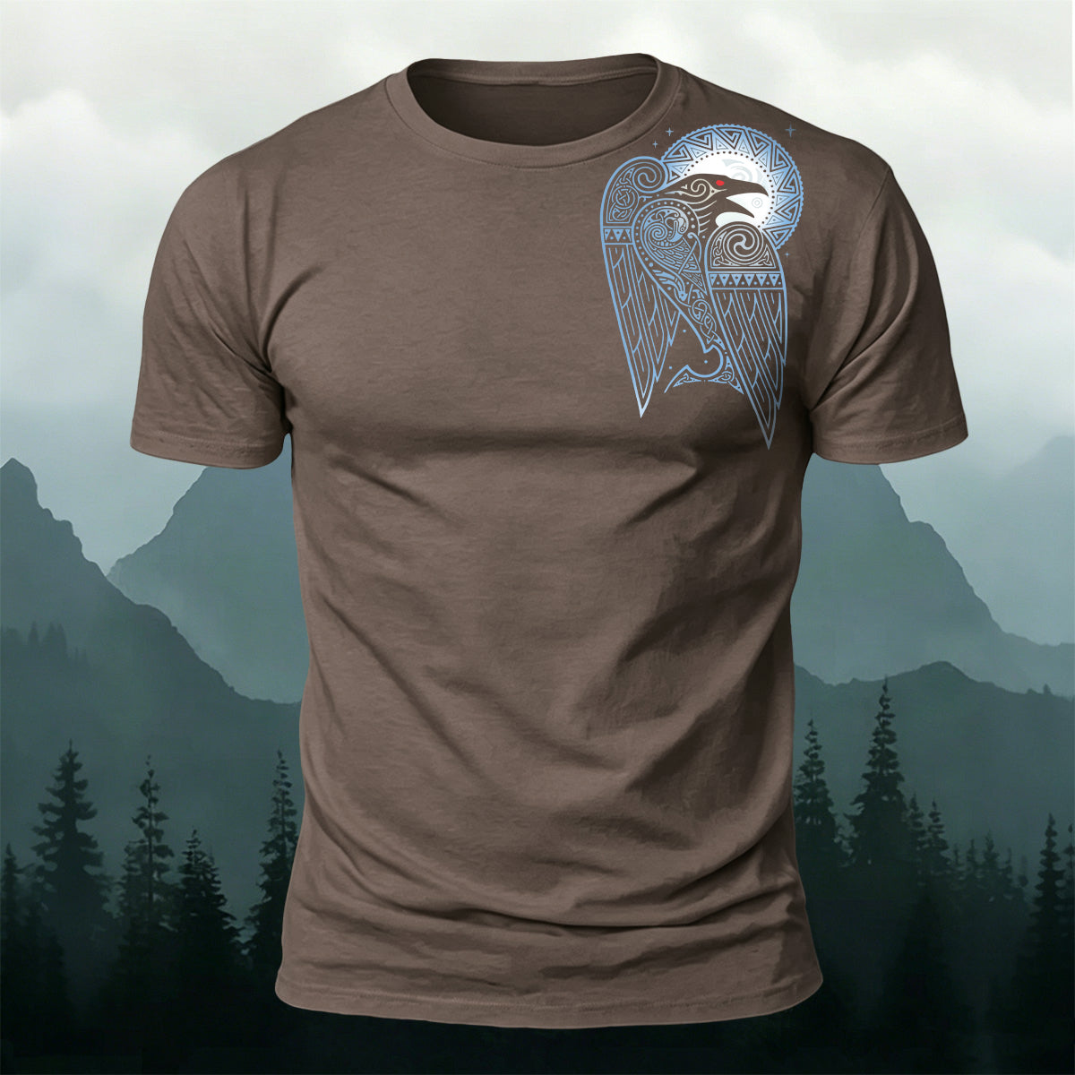 Raven Totem Print Soft-Touch Cotton T-Shirt