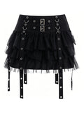 Dark Punk Mesh Versatile Layered Cake Skirt