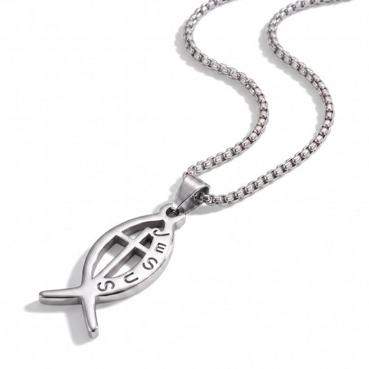 Stainless Steel Ichthys Cross Necklace