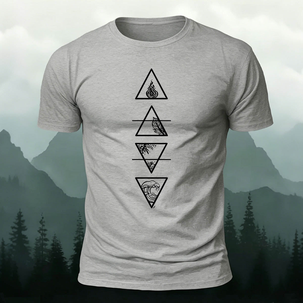 Triangle Print Classic Casual 100% Cotton T-Shirt