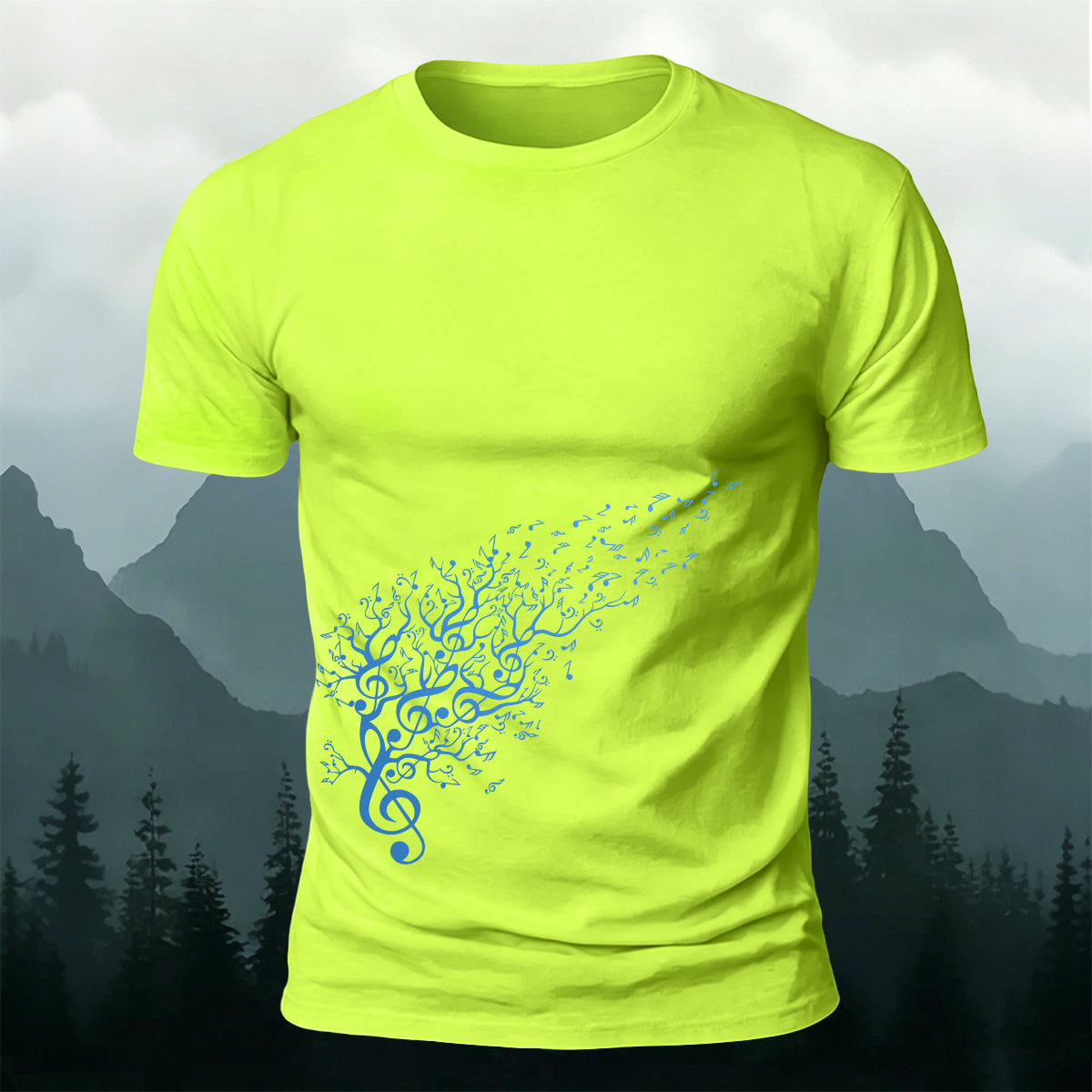 Flowing Musical Note Print Cotton Casual T-Shirt