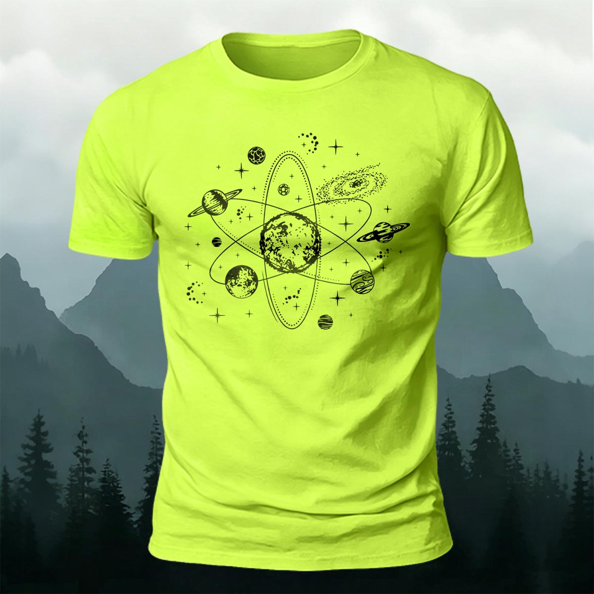 Dreamy Space-Themed Print Casual Cotton T-Shirt