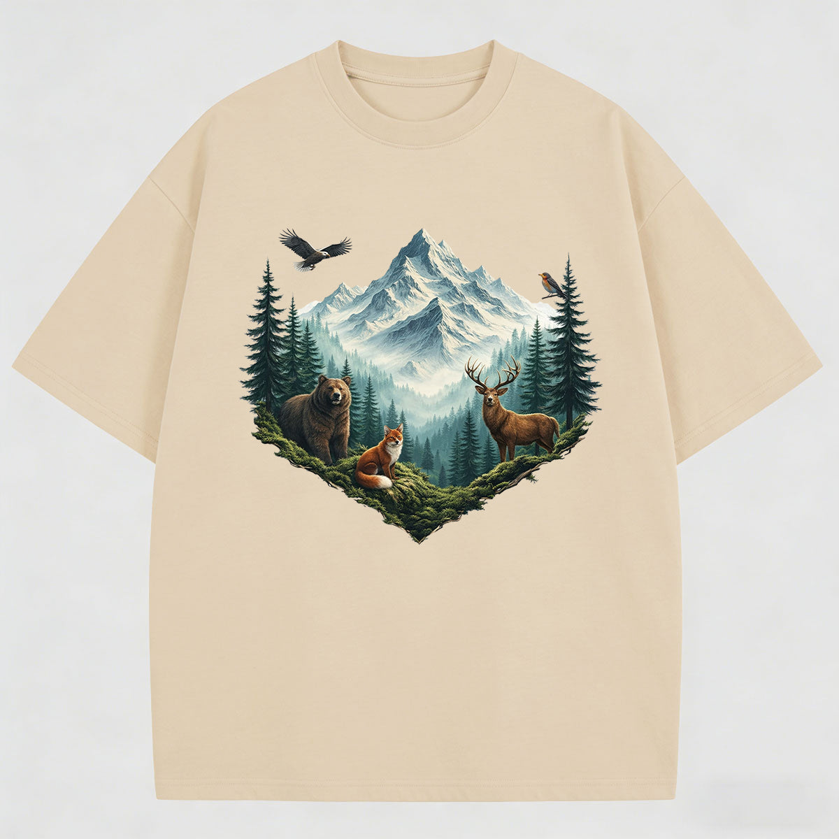 Artistic Landscape Print Men's Cotton Tee