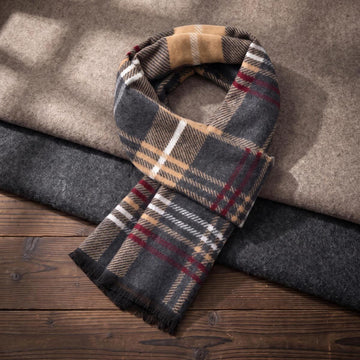 Wool Blend Soft Plaid Warm Men Scarf