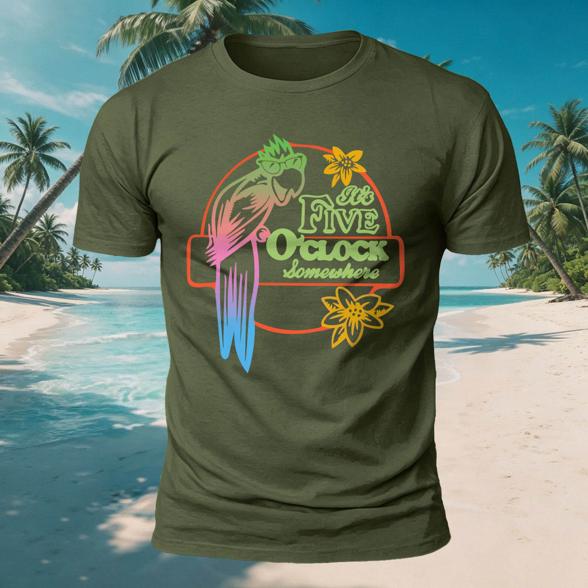 Parrot Fun Pattern Outdoor Casual 100% Cotton Tee AMG