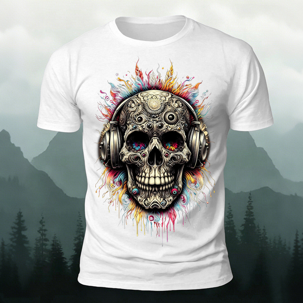Music Skeleton Print Casual Skin-Friendly T-Shirt