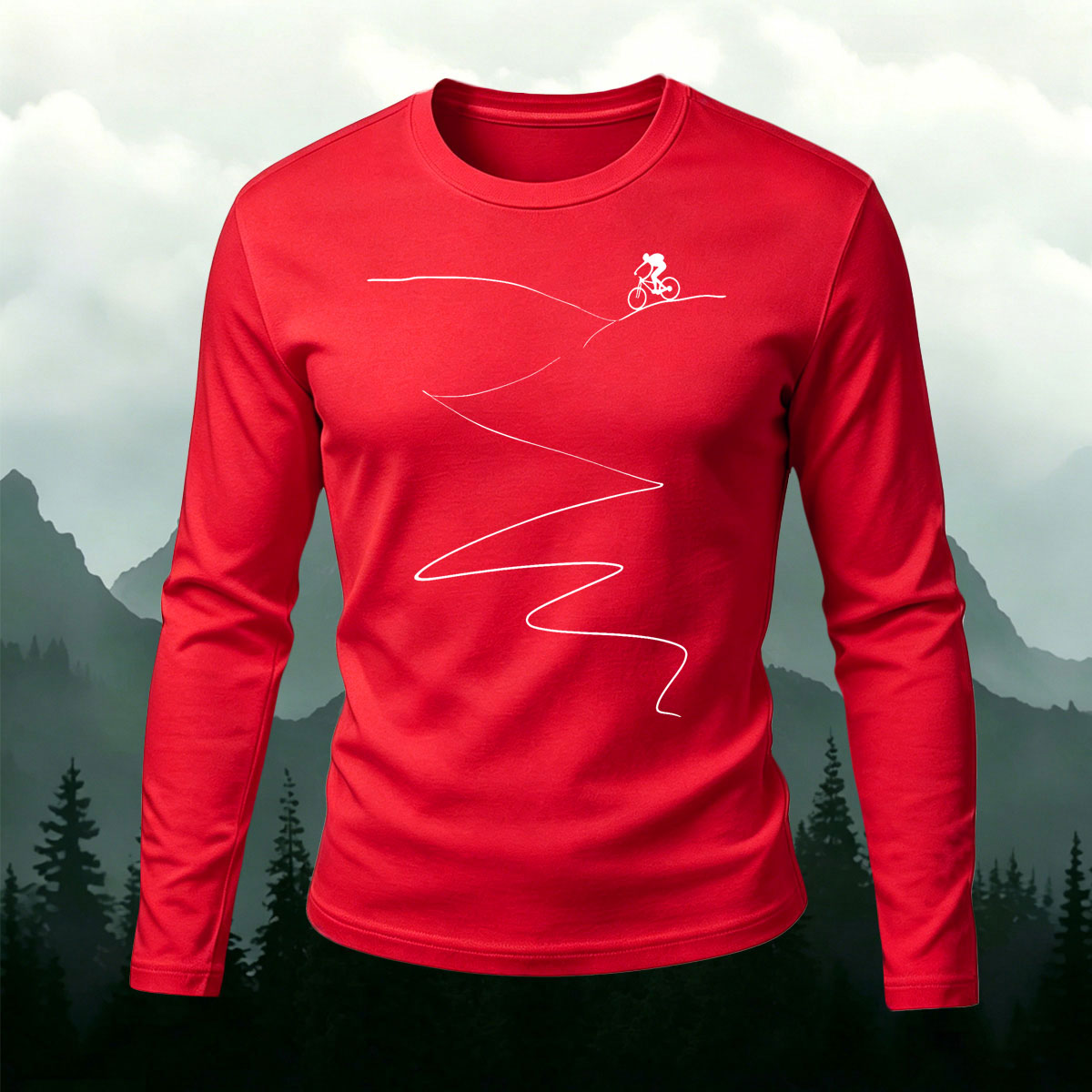 Cycling Lines Outdoor Casual Long-Sleeve Cotton Tee