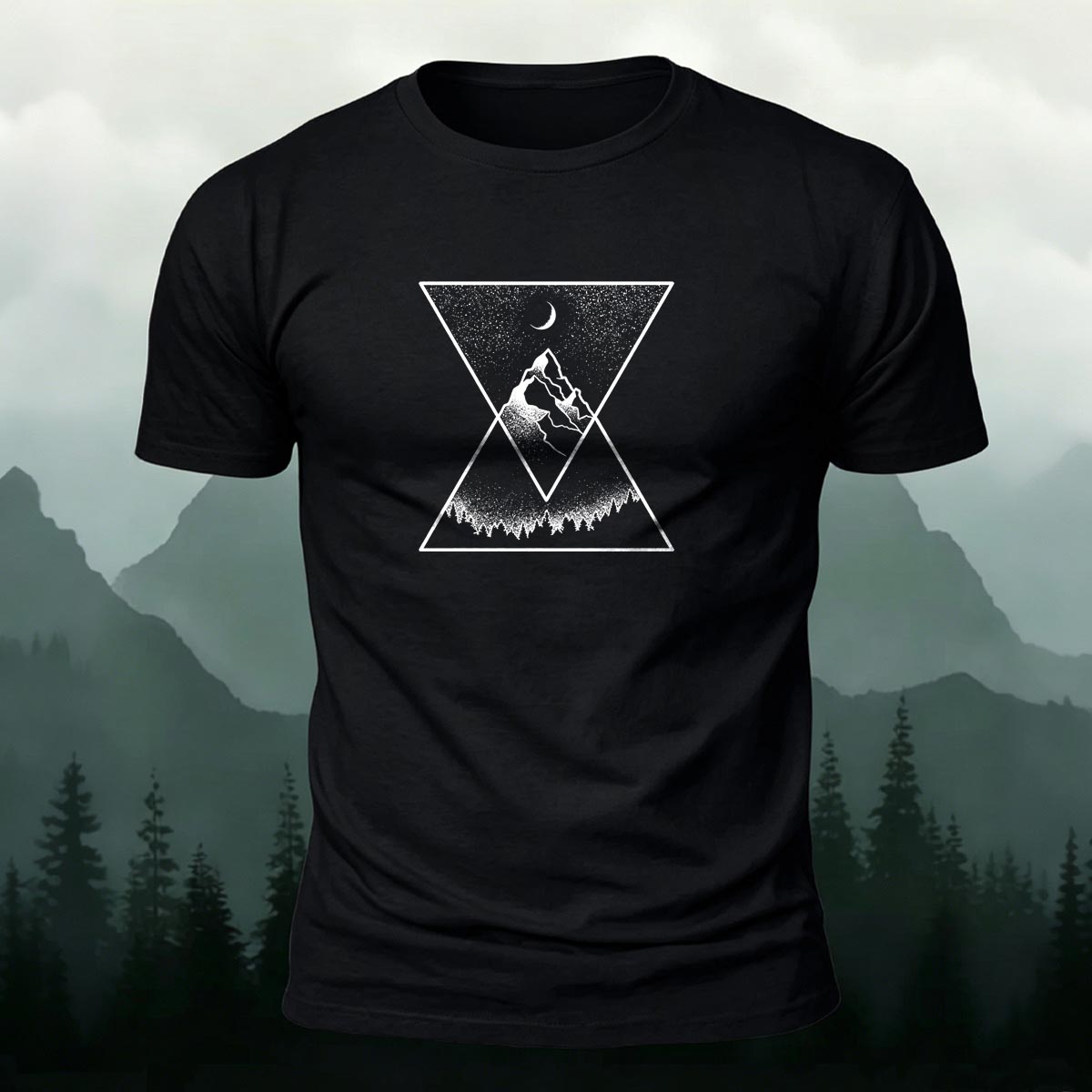 Creative Forest Mountain Print Casual T-Shirt