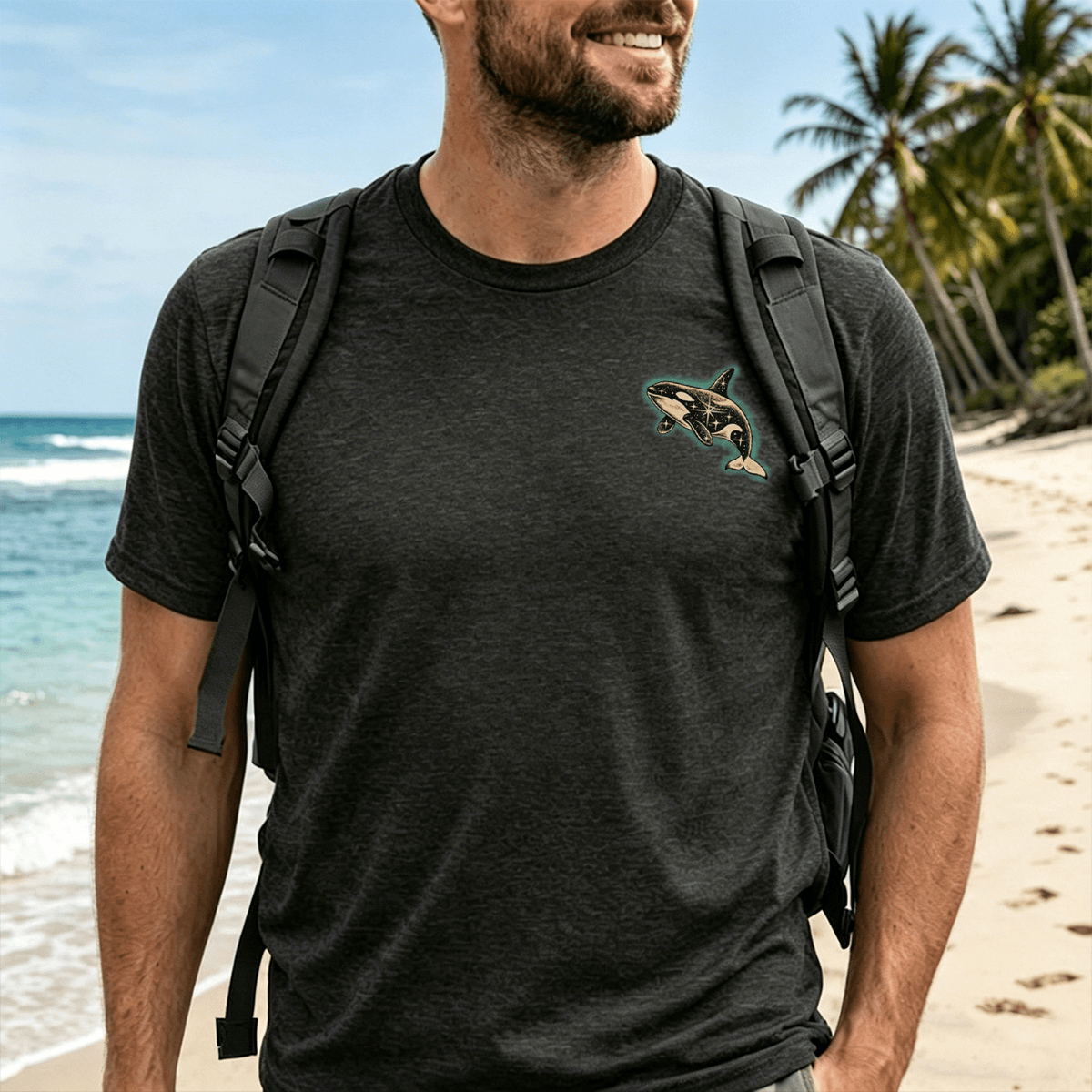Ocean Whale Pattern Skin-friendly Minimalist Style T-Shirt