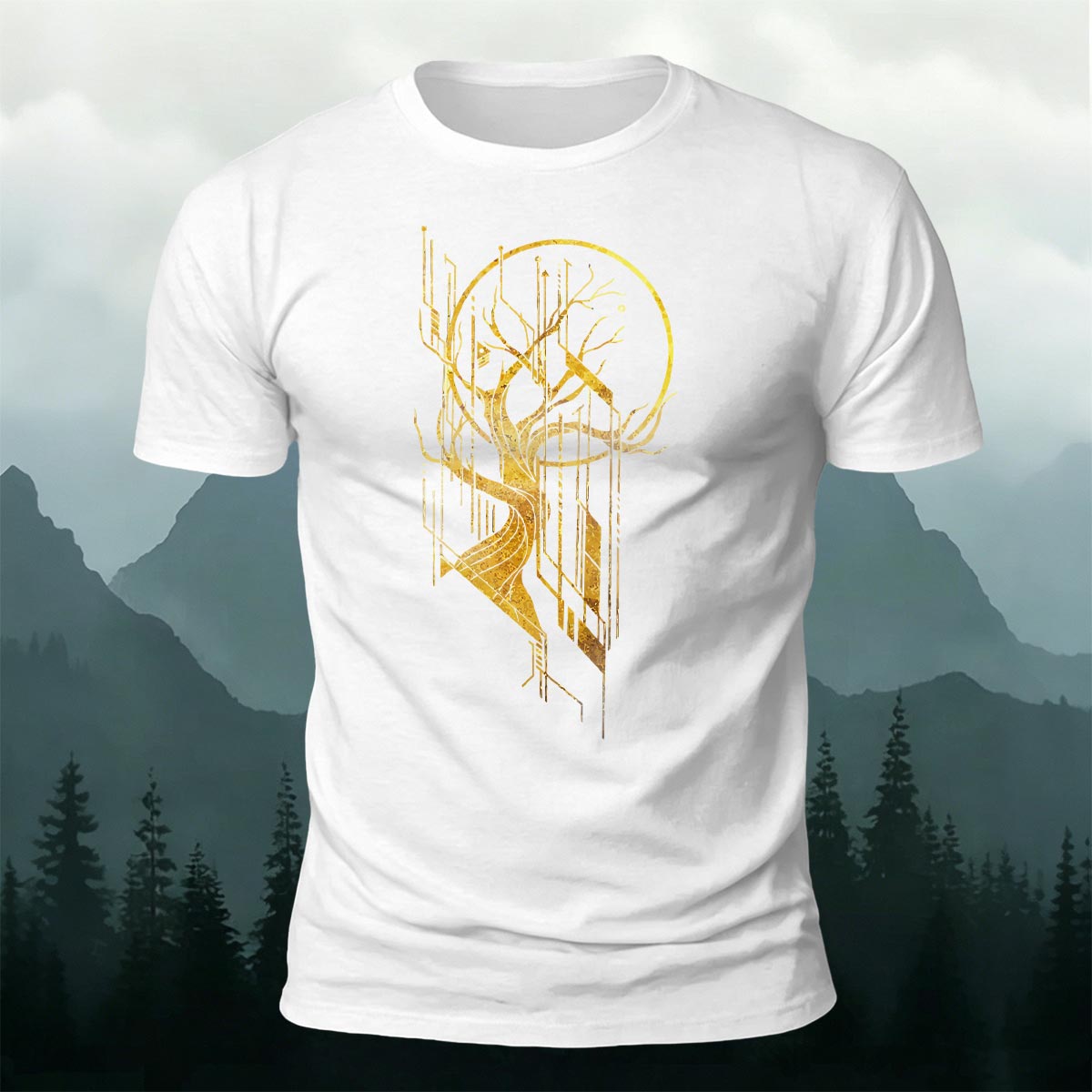 Tech Tree Artistic Pattern Soft Breathable T-Shirt