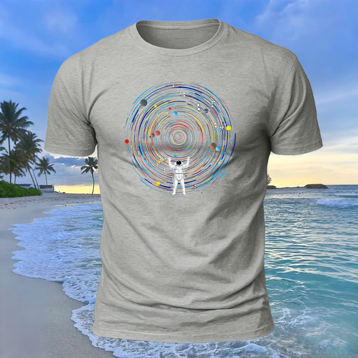 Space Astronaut Print Casual Premium Cotton T-Shirt