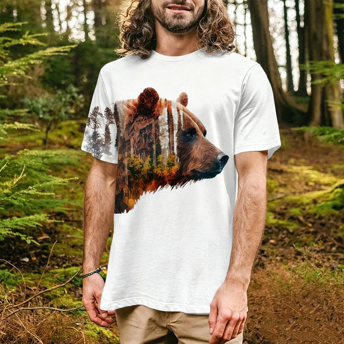 Forest Brown Bear Art Print Casual T-Shirt 2