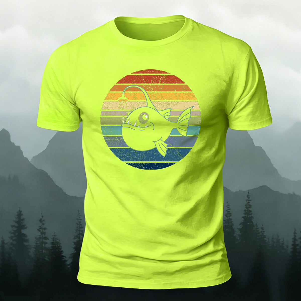 Fun Fishing by Lantern Light Print Casual Cotton T-Shirt