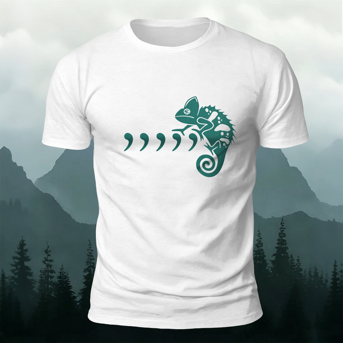 Comma Seahorse Cartoon Print Outdoor Casual Cotton T-Shirt