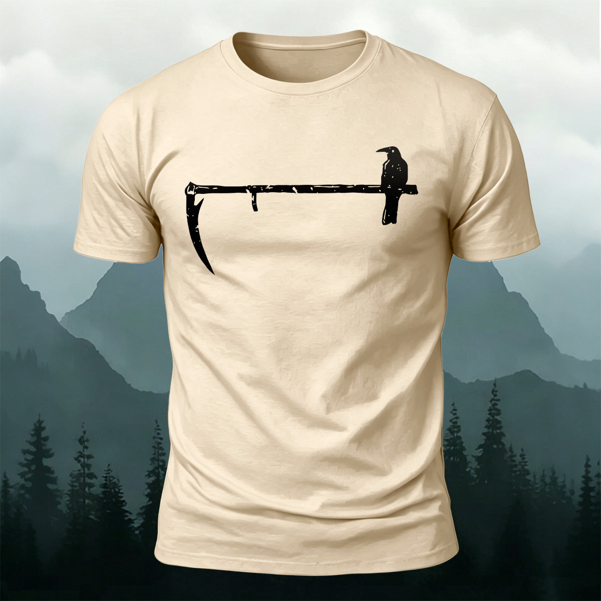 Lonely Bird Standing Scythe Casual Cotton T-Shirt
