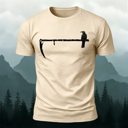 Lonely Bird Standing Scythe Casual Cotton T-Shirt
