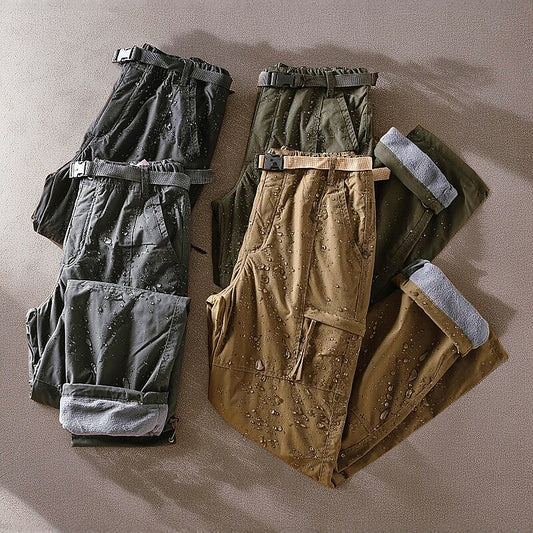 Men's Water Proof Fleece-lined Cargo Pants With Belt