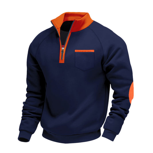 Fleece Colorblock Long Sleeve Pocket Sweatshirt