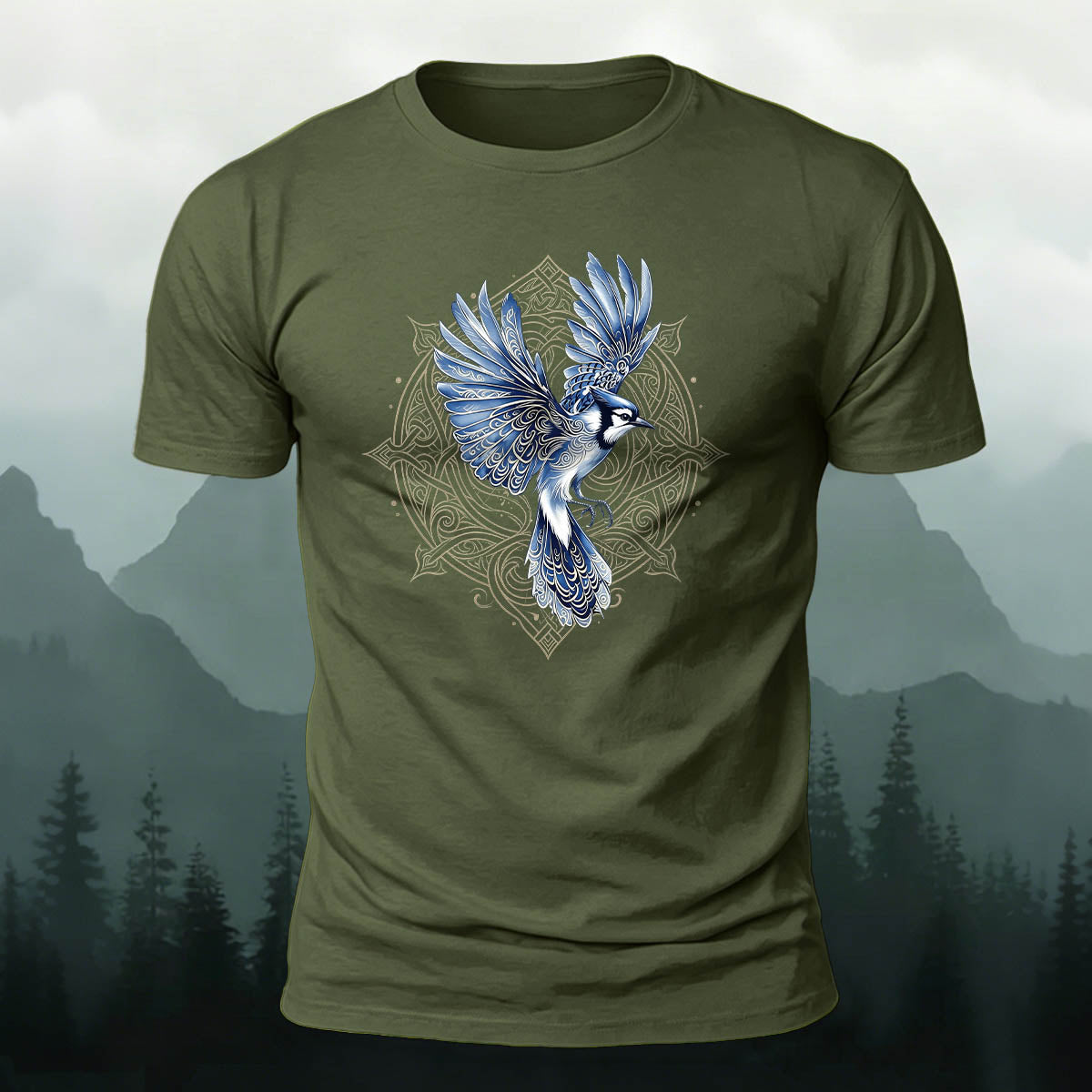 Artistic Bird Graphic Casual Skin-Friendly T-Shirt