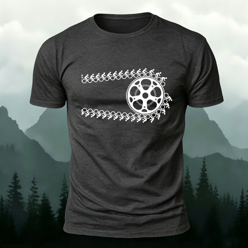 Artistic Cycling Pattern Outdoor Style Skin-Friendly T-Shirt Dark Grey