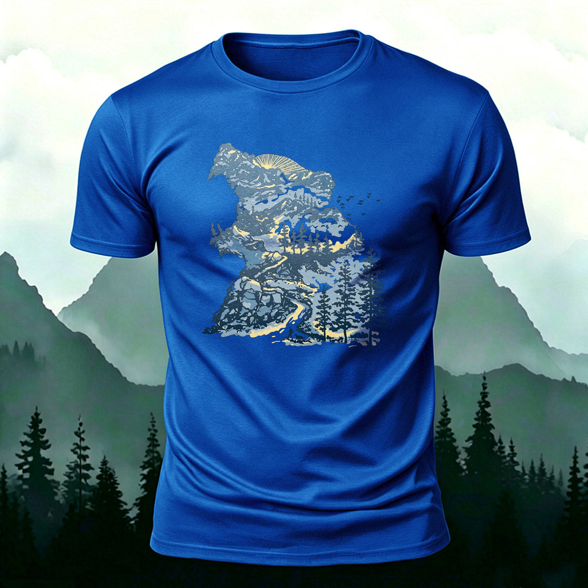 Art Forest Print Casual Soft-Touch Cotton T-Shirt