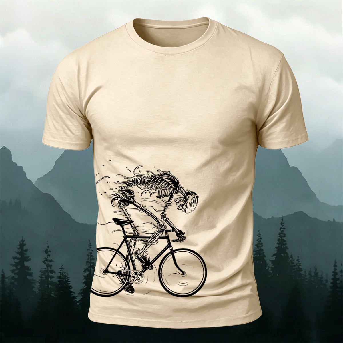 Cycling Skeleton Fun Graphic Casual 100% Cotton Tee