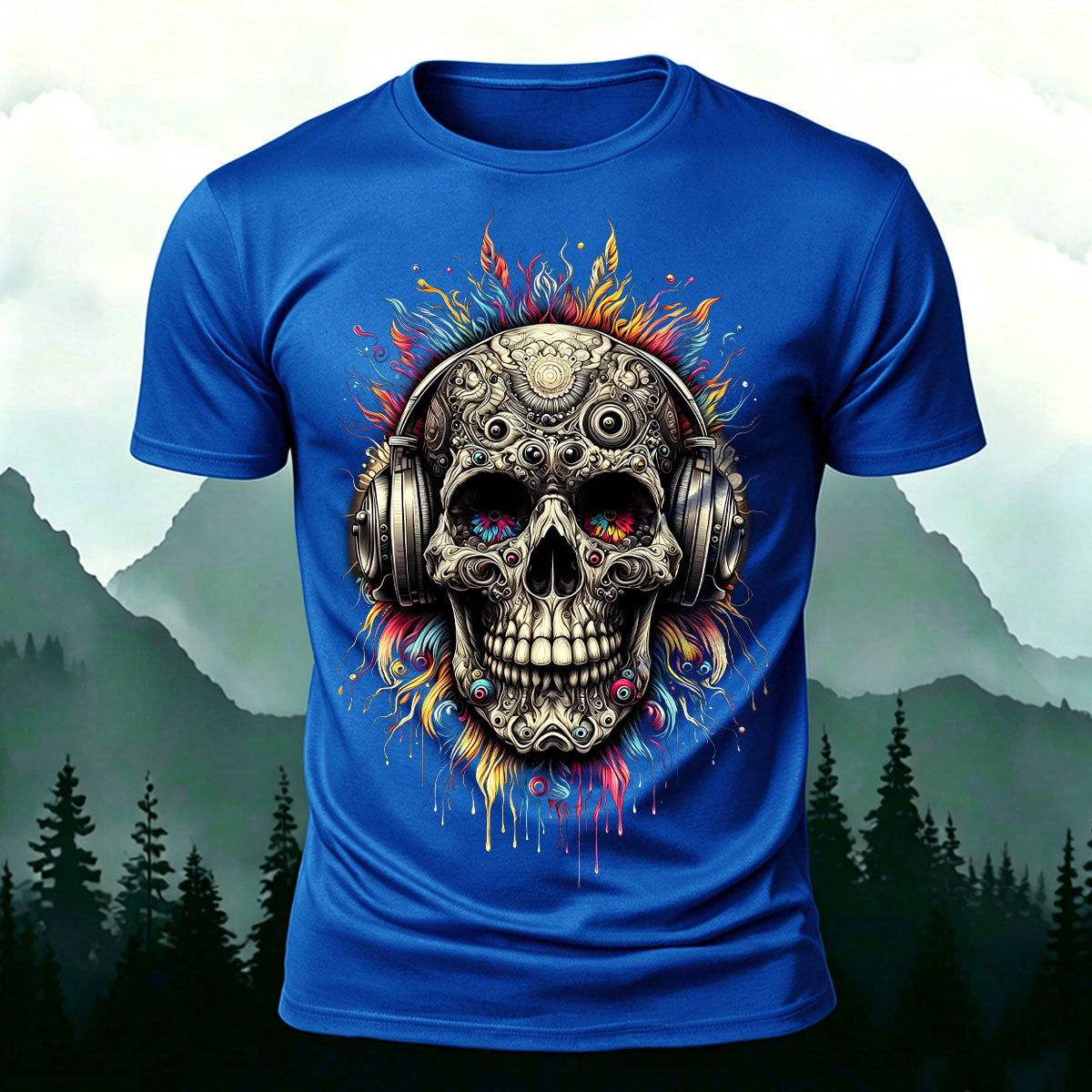 Music Skeleton Print Casual Skin-Friendly T-Shirt