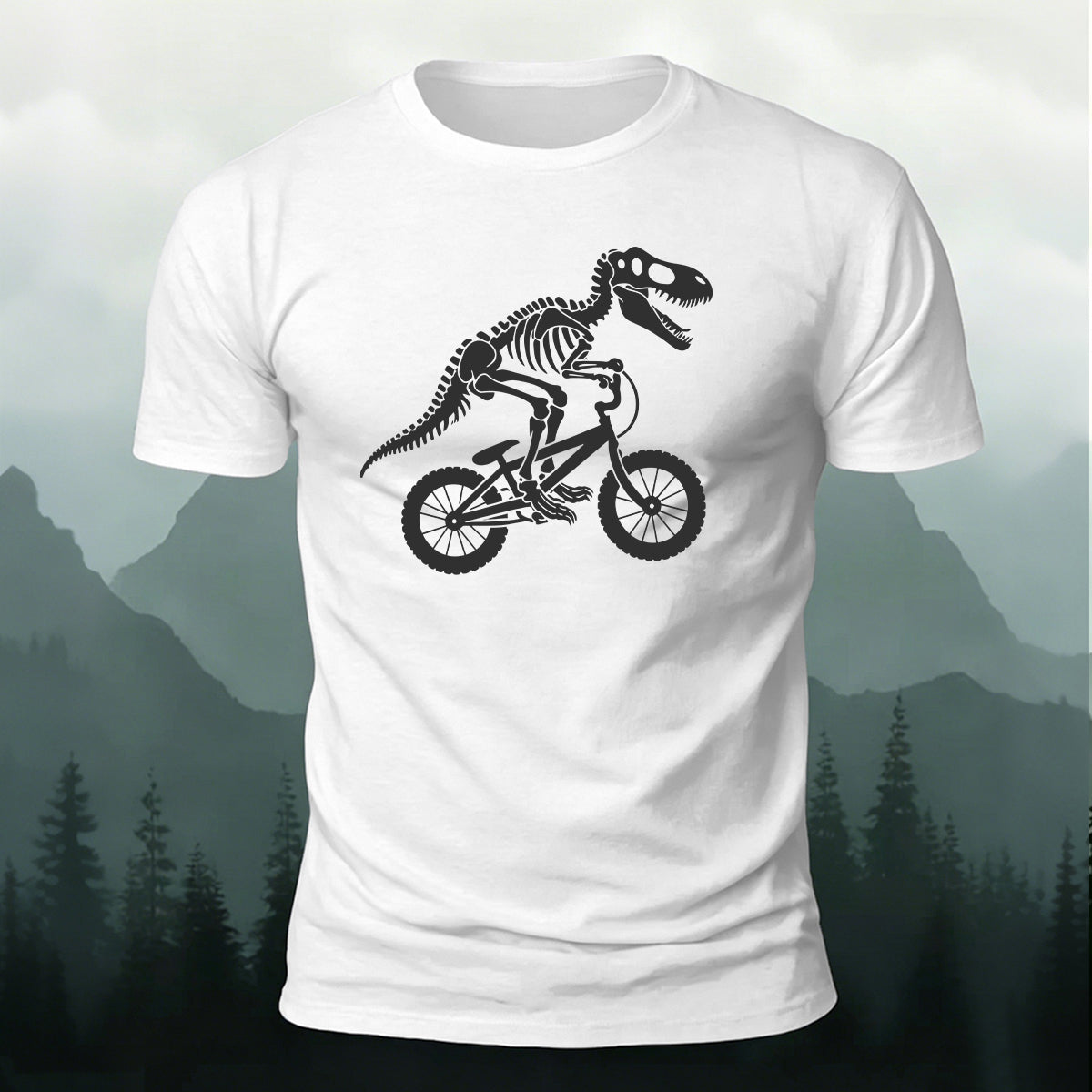 Dinosaur Fossil Cycling Art Print 100% Cotton T-Shirt