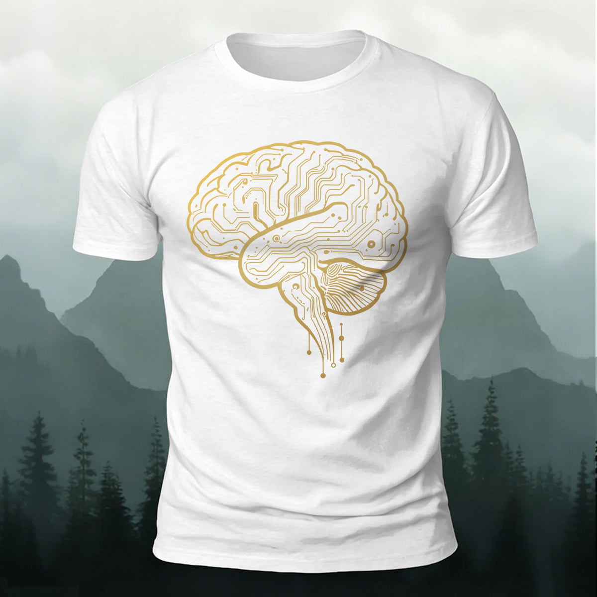Brain Print Minimalist Premium Cotton Casual T-shirt
