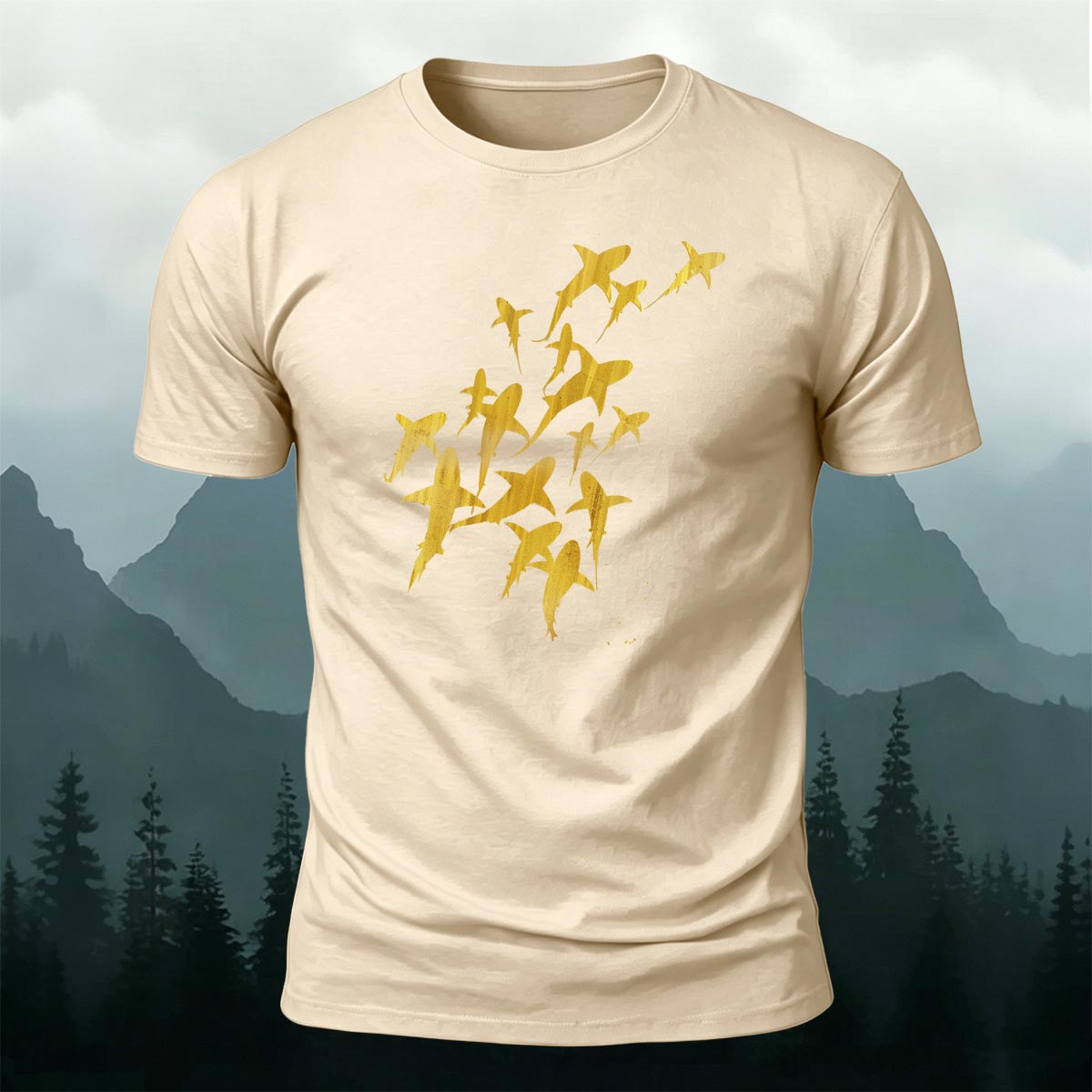 Fun Flying Fish Pattern Fashion Skin-friendly T-shirt