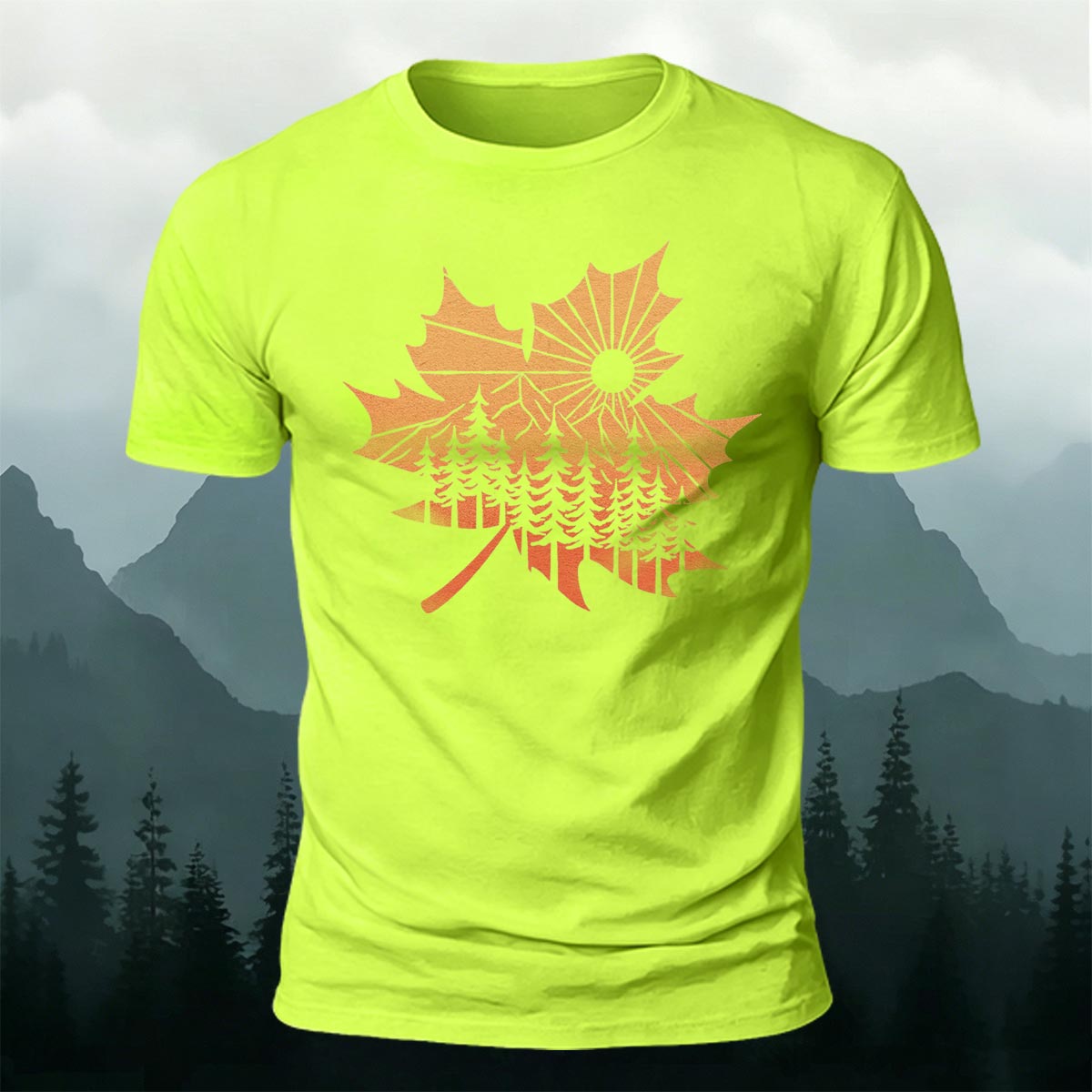 Maple Leaf Pattern Premium Cotton T-Shirt