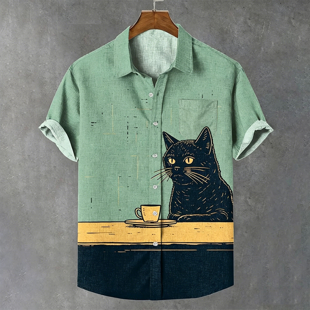 Leisure Cat Pattern Design Casual Shirt