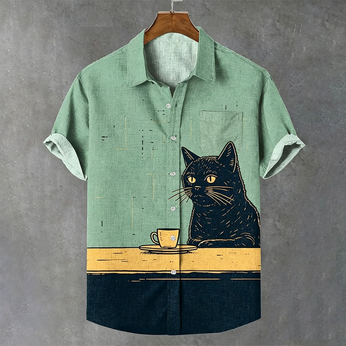 Leisure Cat Pattern Design Casual Shirt