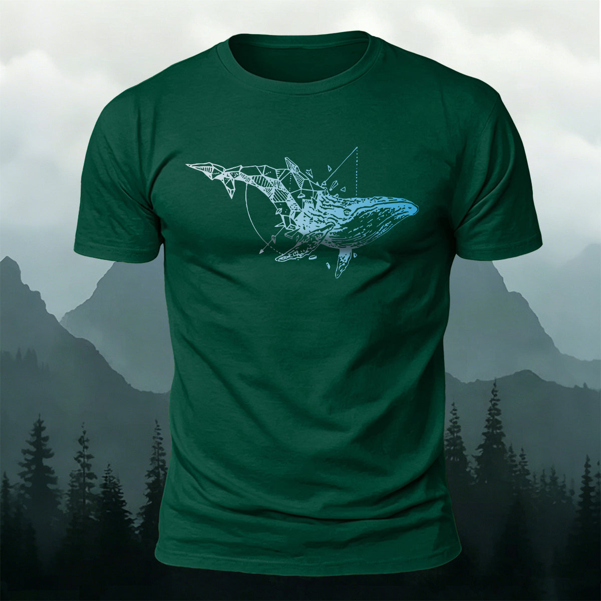 Whale-Print Design Casual 100% Cotton T-Shirt