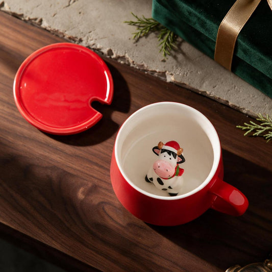 Ceramic 3D Cow Reindeer Xmas Character Christmas Mug