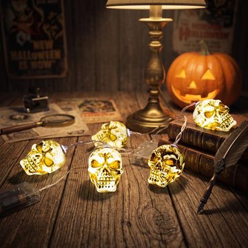 PS Painted Skull Warm LED String Lights