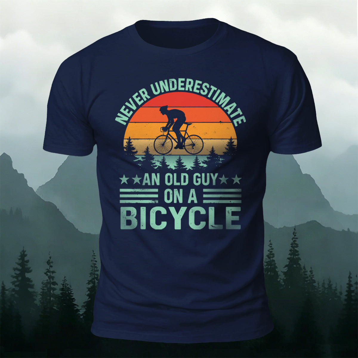 Cycling Spirit Printed Casual Breathable Material T-Shirt Navy