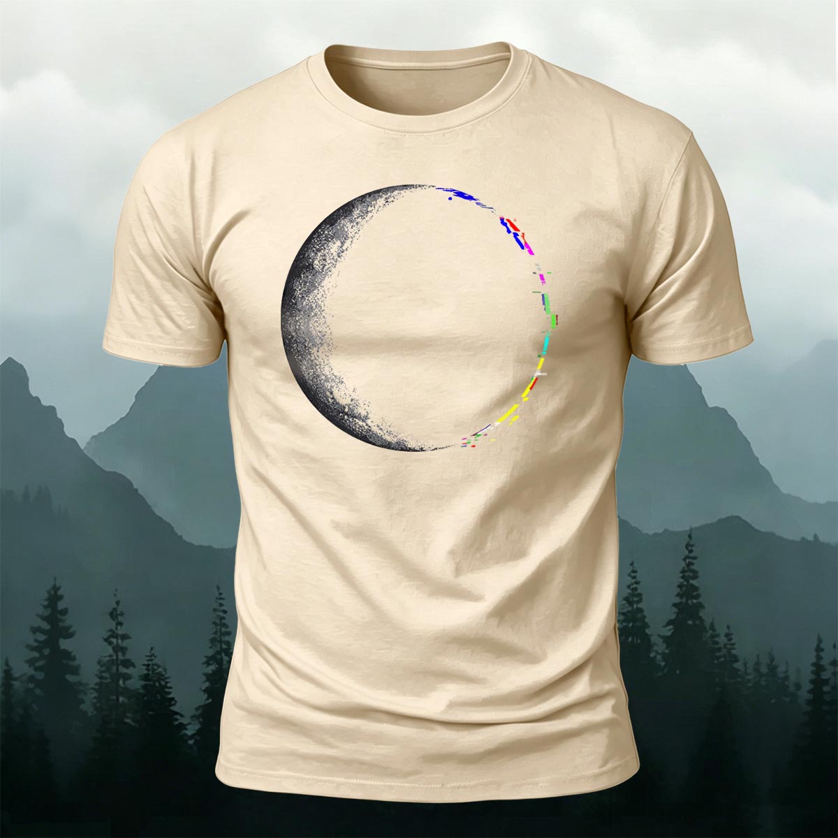 Lunar Eclipse Fashion Print Casual Cotton T-Shirt