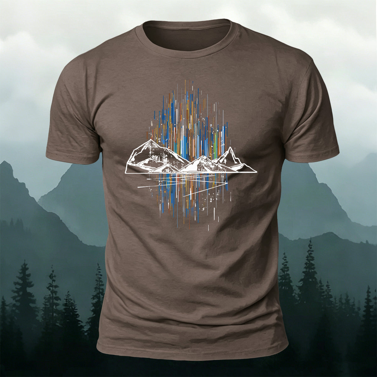 Mountain Colorful Line Outdoor Leisure Breathable T-Shirt